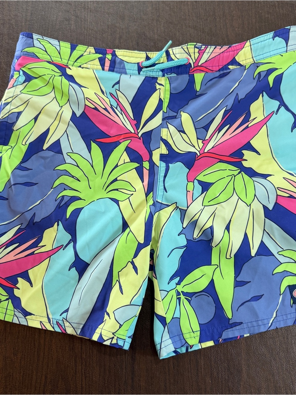 Kids Vineyard Vines Tropical Maritime  Blue Swim Trunks Sz M